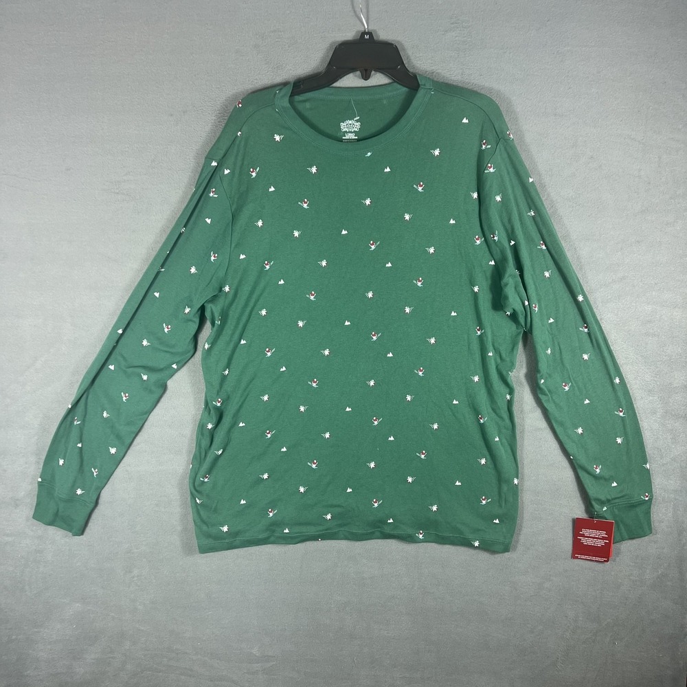 Wondershop Target Men's L Green Skiers Snow Sleep Shirt‎ Long Sleeve Cotton NEW
